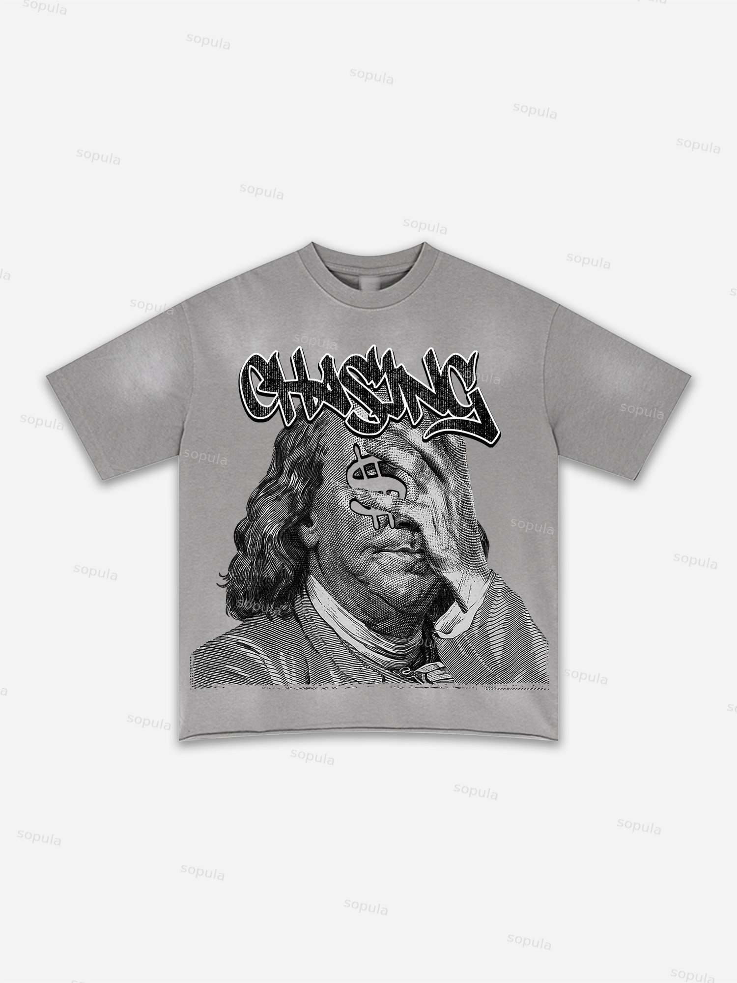 Chase Money Graphic Print Washed T-shirt