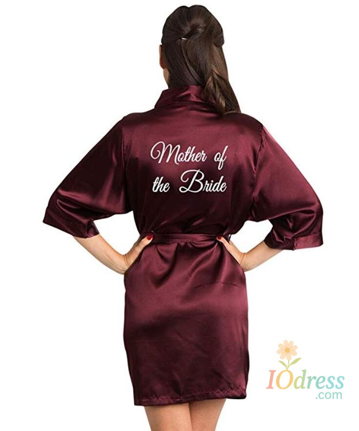 IO Dress Burgundy Satin Kimono Robes women short pajamas dressing gown wine red Bridesmaid Gift team bride Bridal Party Robes