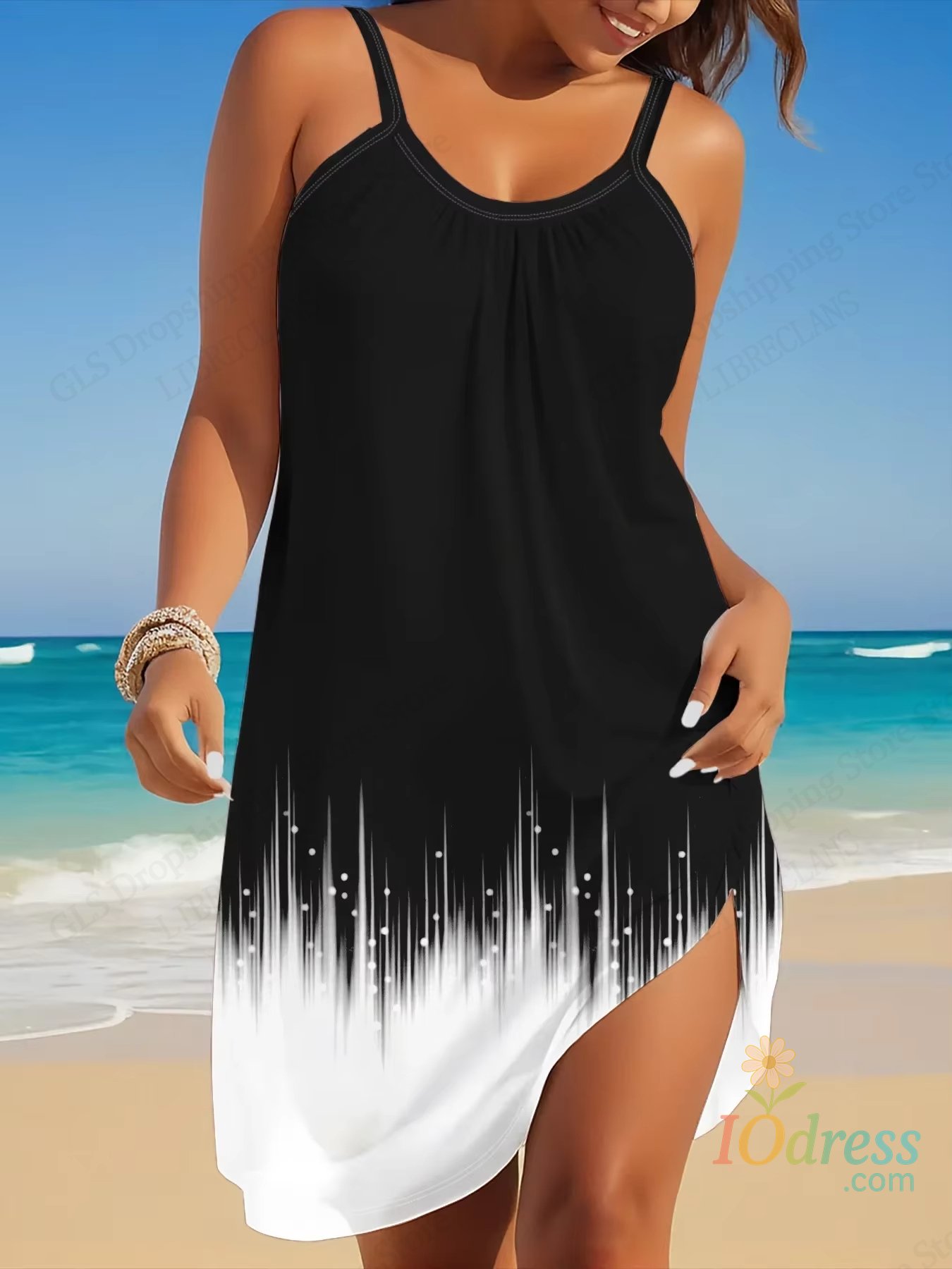IO Dress New Womens Summer Sleeveless Solid Color 3d Strap Beach Dress For Women Sexy bohemia Mini Dress Sleeveless Party Evening Dresses IO Dress