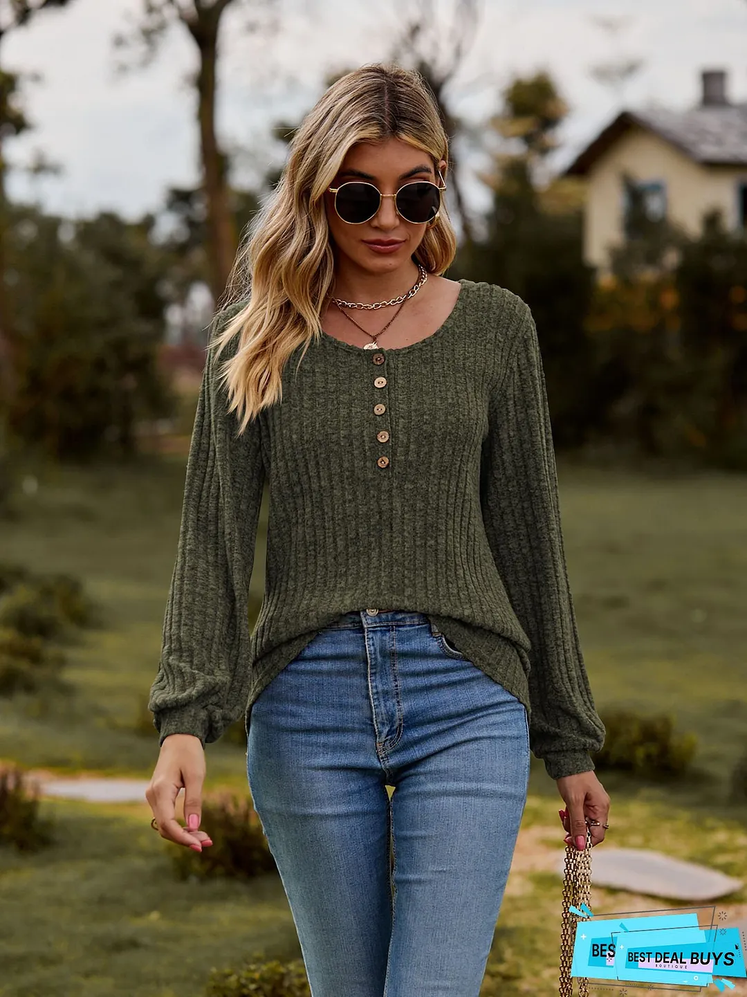 Plus Size Womens Oversized Long Sleeve Henley Shirt Sweater Soft Ribbed Pullover