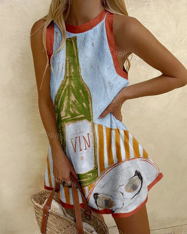 Pupiloves Pupiloves Stylish Outdoor Party Print Mini Dress