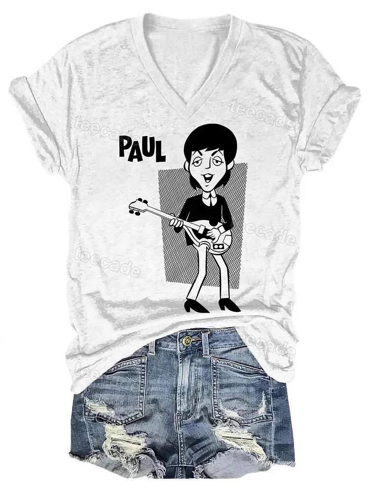 Teecade Teecade The Beatles Paul V-neck T-shirt