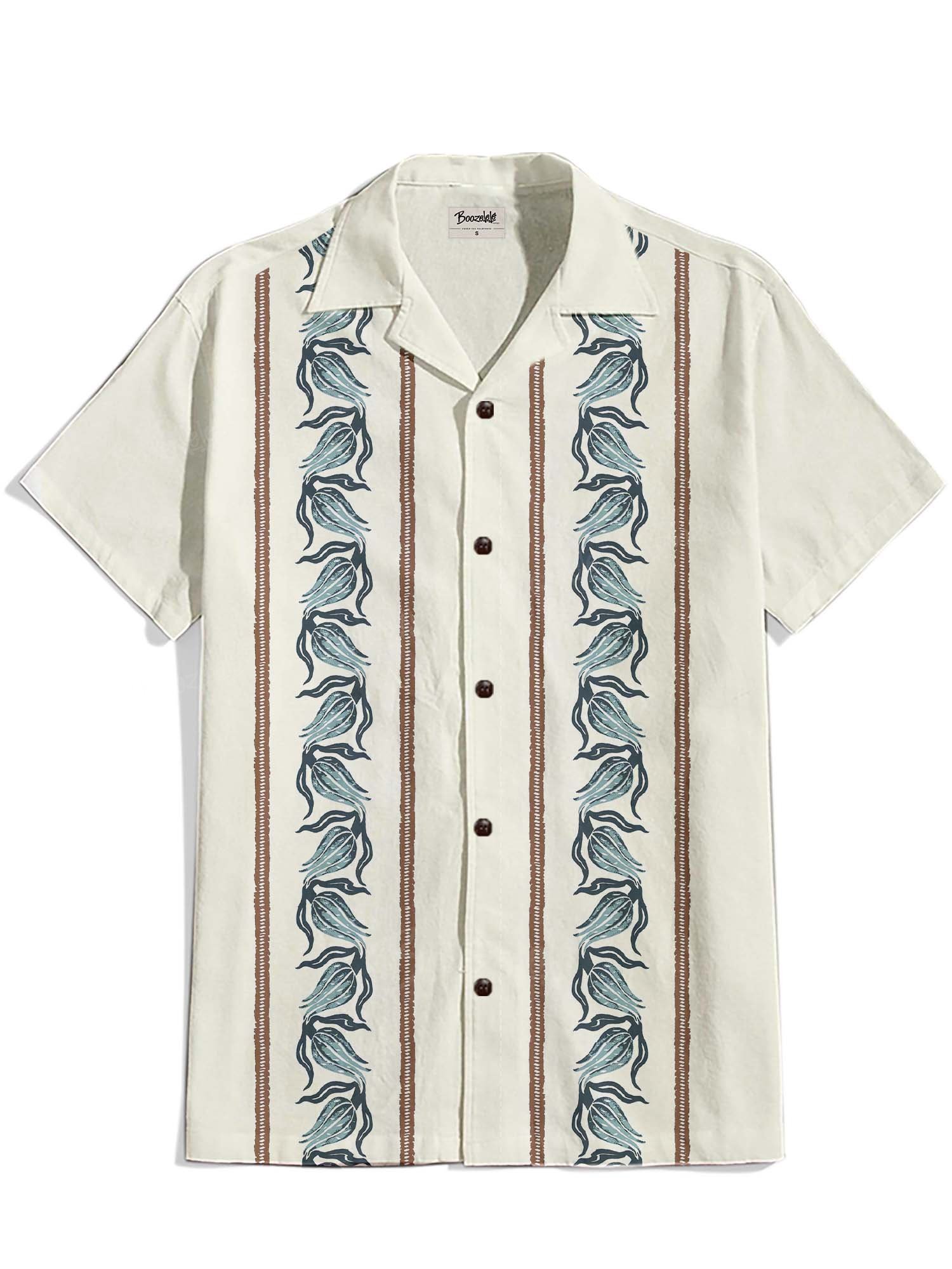 Vintage Flower - 100% Cotton Cuban Collar Shirt