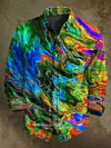 Abstract Color Clash Art Rendering Casual Printed Long Sleeve Shirt