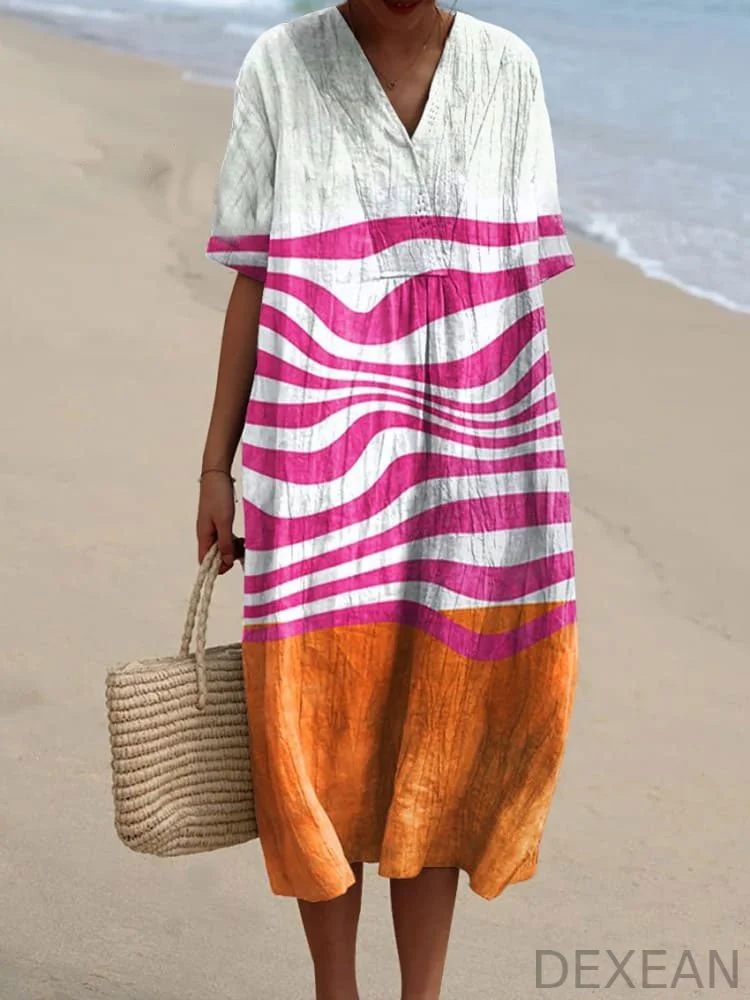 Women's Abstract Geometric Art Print Casual Flowy Dress