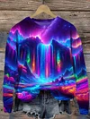 Unisex Colorful Fluorescent Waterfall Abstract Print Design T-Shirt