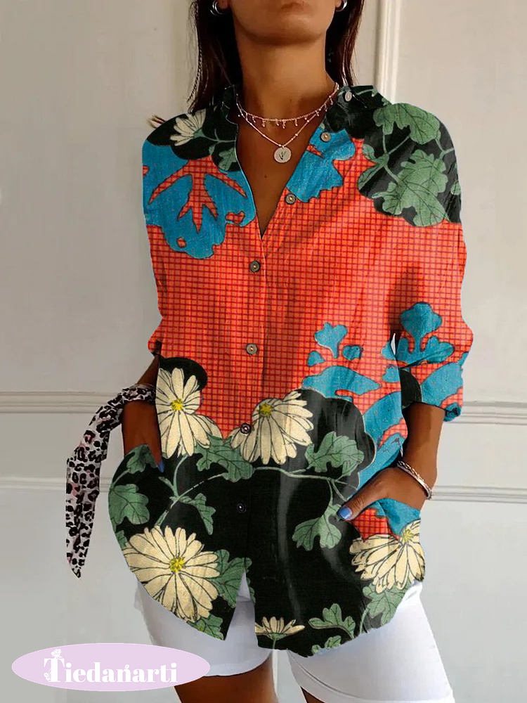Classic Floral Print Casual Long Sleeve Shirt