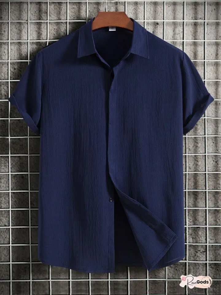 Men's Shirt Casual Shirt Summer Shirt Beach Shirt White Pink Wine Short Sleeve Plain Lapel Summer Casual Daily Clothing Apparel