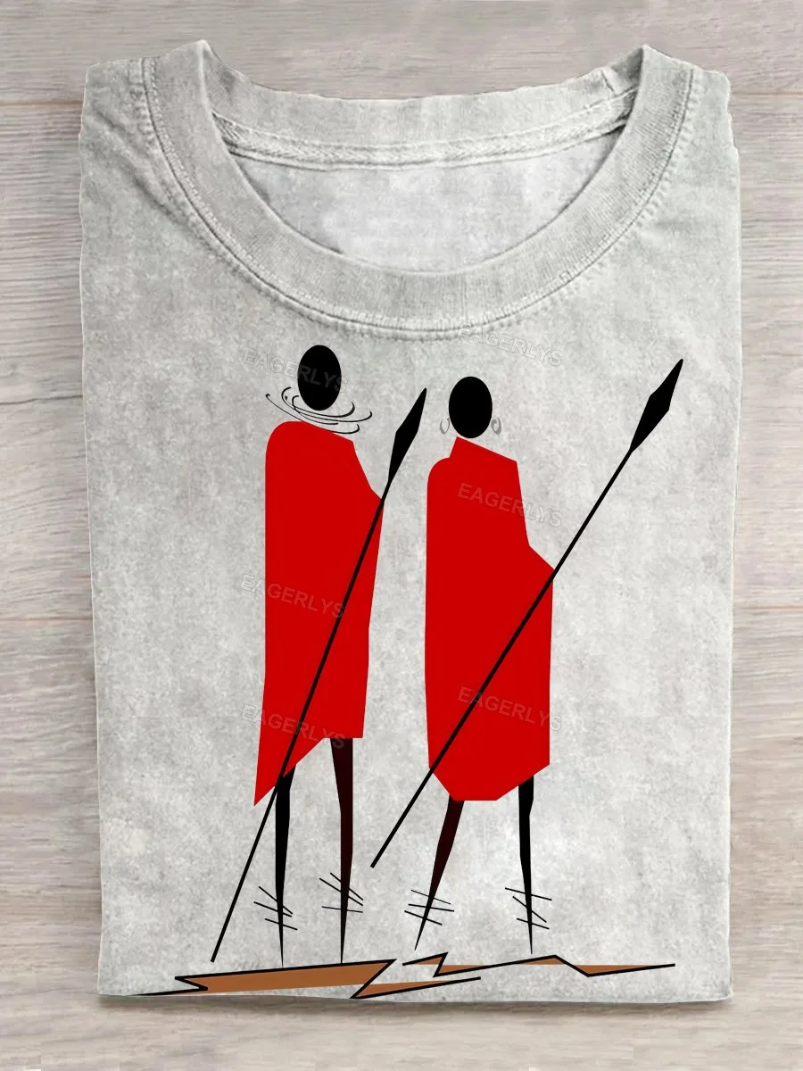 Eagerlys Two Linear Guards in Red Clothes T-shirt Eagerlys