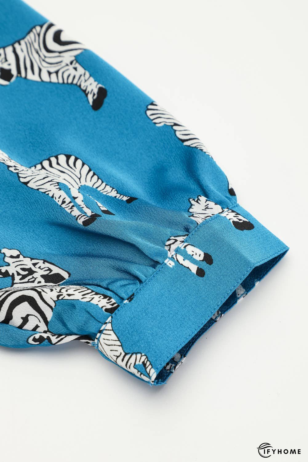 Blue Printed Zebra Pattern Pleated Shirt  Dress | IFYHOME