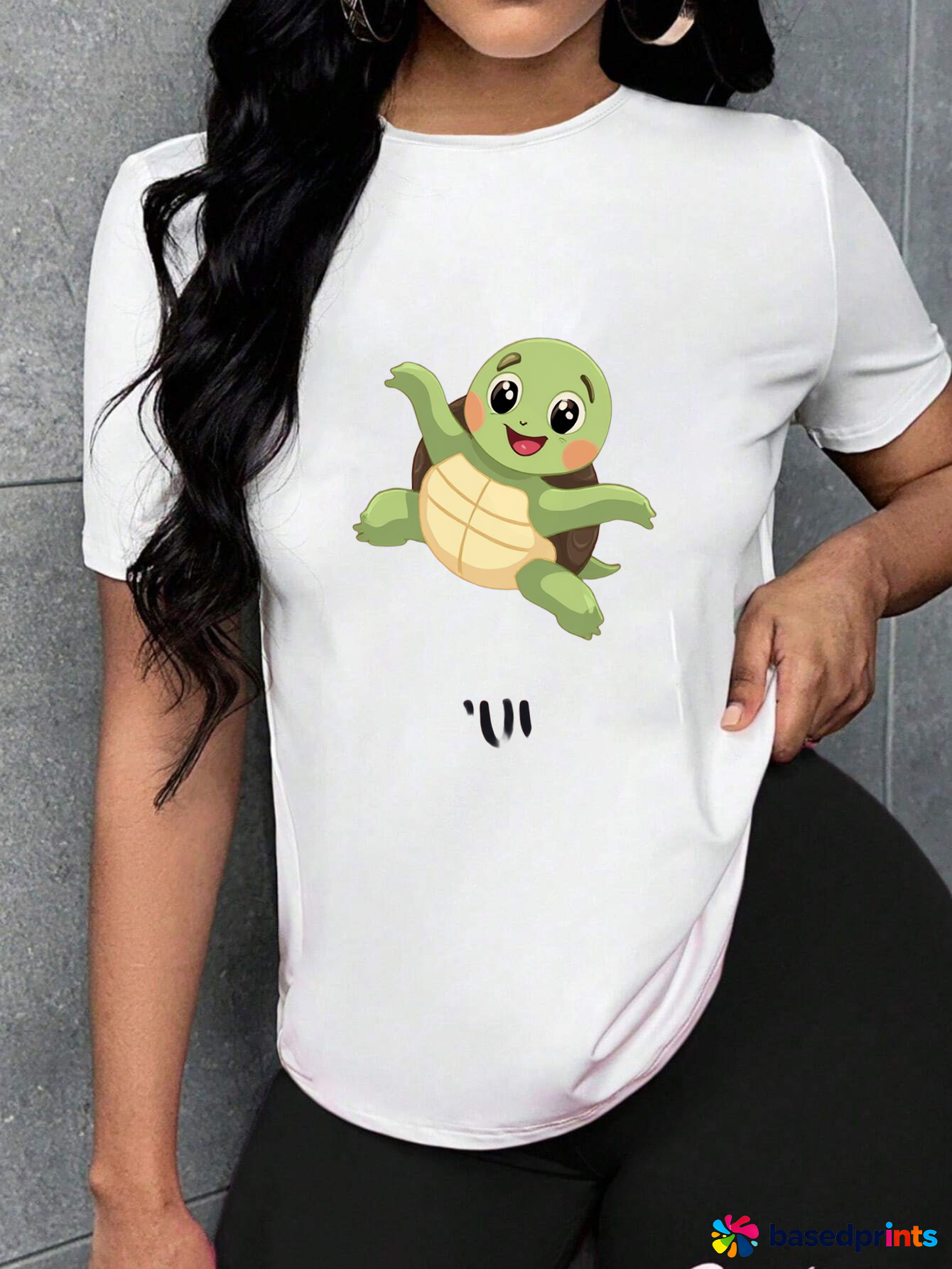 Cute Turtle Print Short Sleeve T-Shirt Women Casual Summer Tops