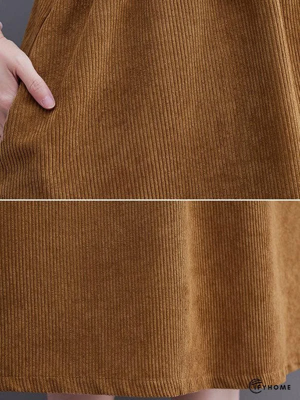 Artistic Retro Loose Sleeveless Solid Color Round-Neck Midi Dresses | IFYHOME