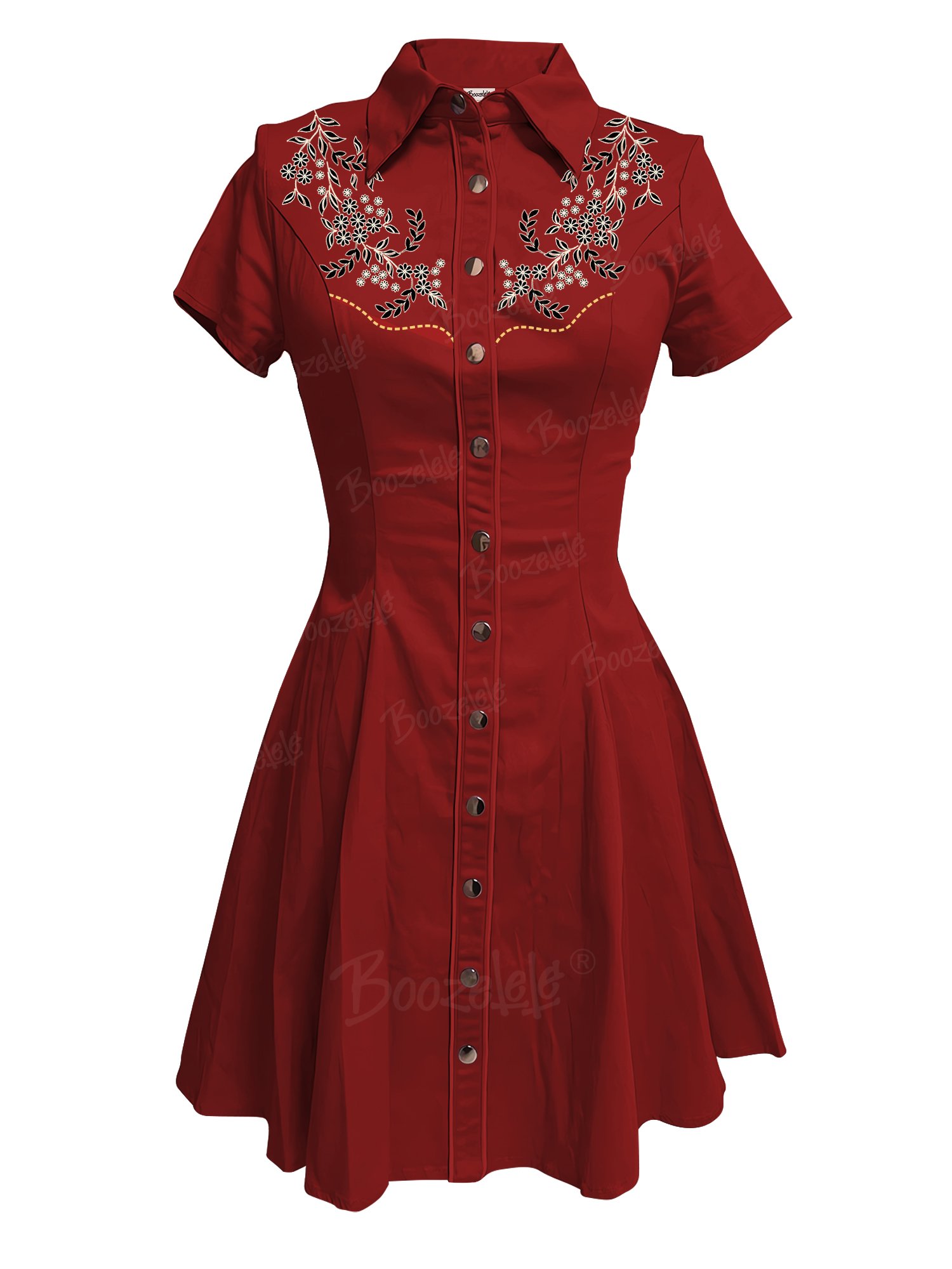 Retro Black Gold Floral - 100% Cotton Dress