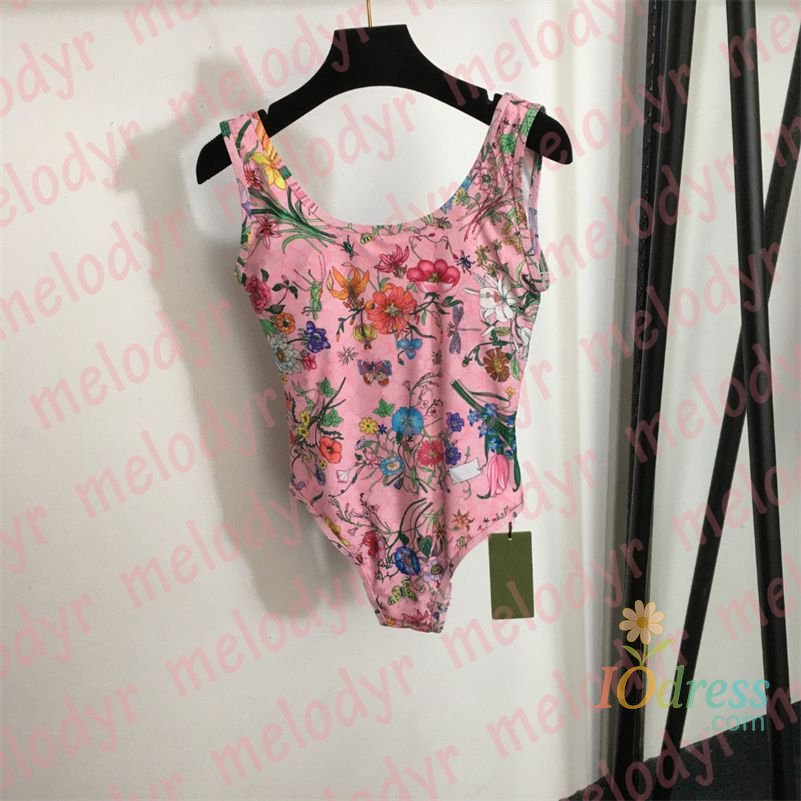 IO Dress 2025 Summer New Women's Swimsuit Retro Floral Print Backless One-piece Swimsuit