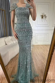 Bellasprom Strapless Sleeveless Detachable Cap Sleeves Evening Dress With Beadings Mermaid Same as the picture-US2 Bellasprom Strapless Sleeveless Detachable Cap Sleeves Evening Dress With Beadings Mermaid Same as the picture-US2