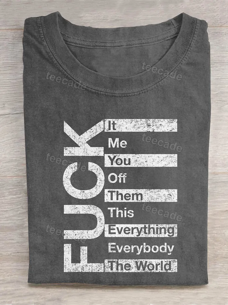 Teecade Teecade  Fuck The World Art Print Casual T-shirt