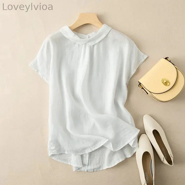 Women‘s Casual Pure Color Elegant Pleated Shirt