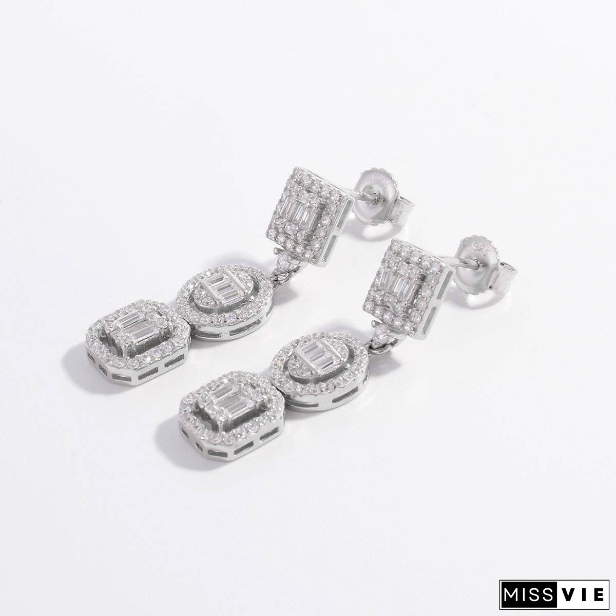 925 Sterling Silver Inlaid Zircon Earrings