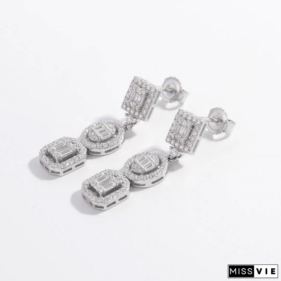 925 Sterling Silver Inlaid Zircon Earrings