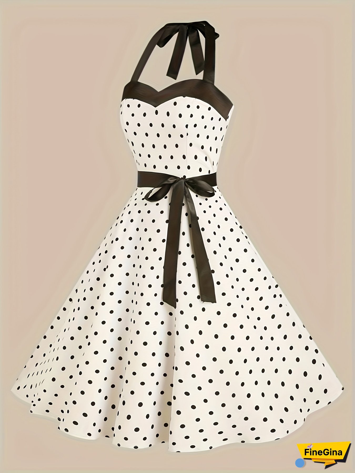 [Vintage A-Line Dress] Black And White Vintage A-Line Dress | V-Neck, Short Sleeve, Knee-Length, With Back Tie And Waist Bow, Perfect For Spring/Summer/Fall, Adult Women's Fashion