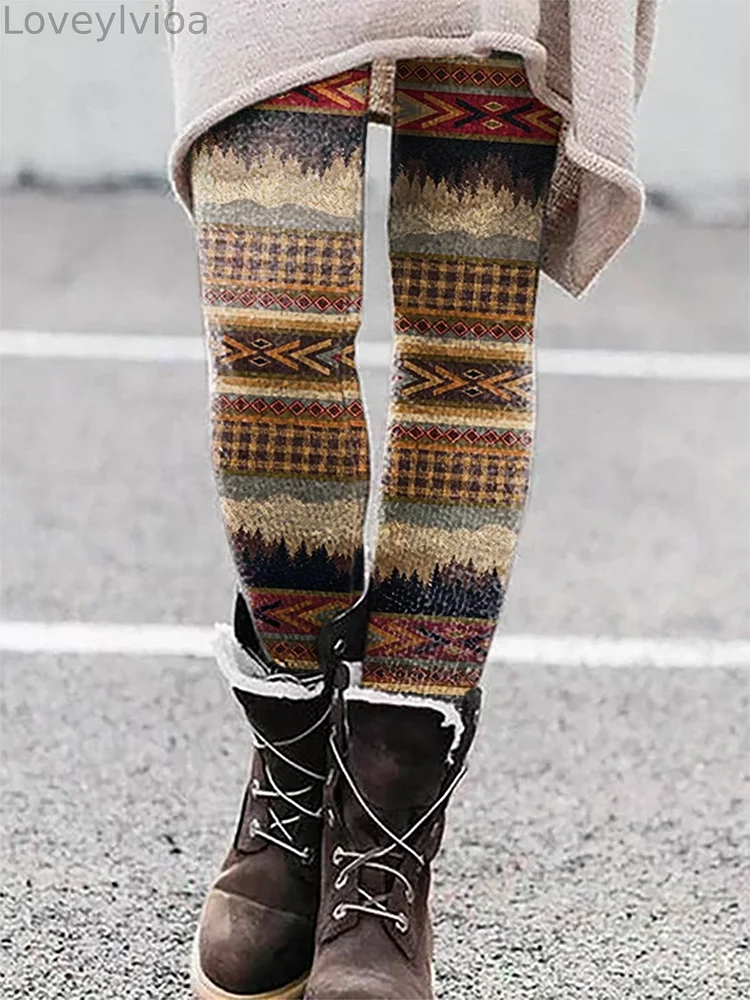 Women's Retro Geometric Print Casual Leggings