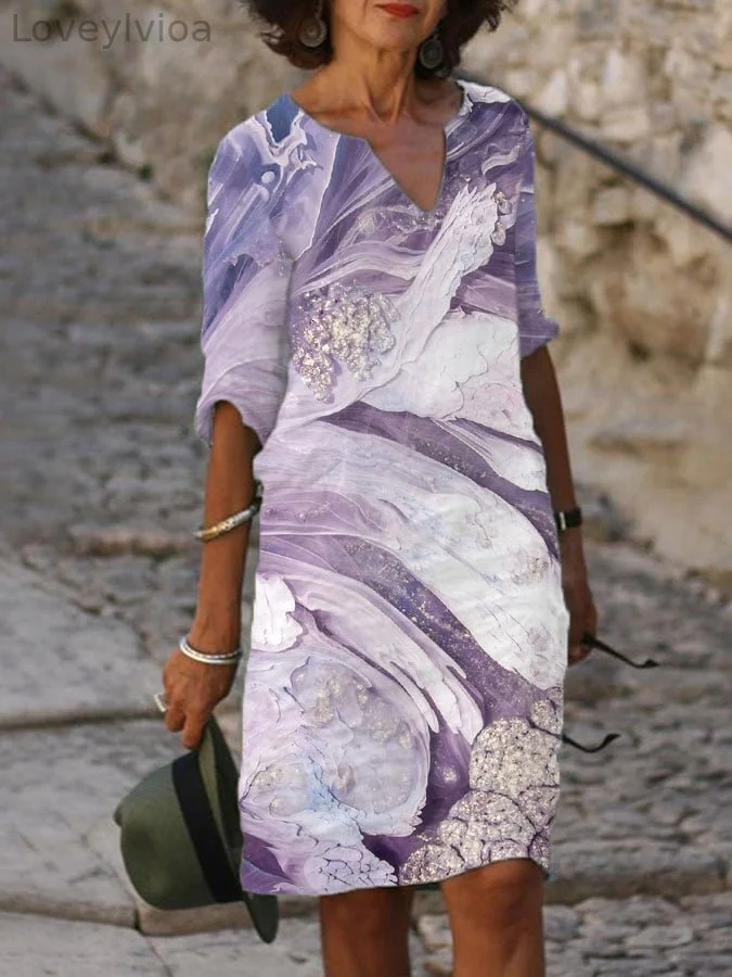 Women's Alzheimer's Purple Marble Print Dress