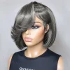 Salt and Pepper Grey Glueless Wavy Bob Hair Wig
