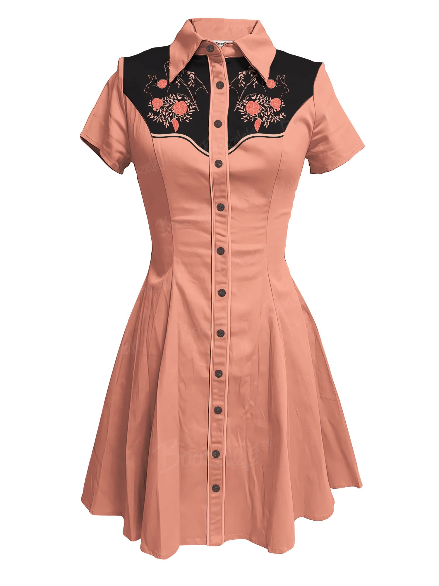 Bat And Flowers - 100% Cotton Dress