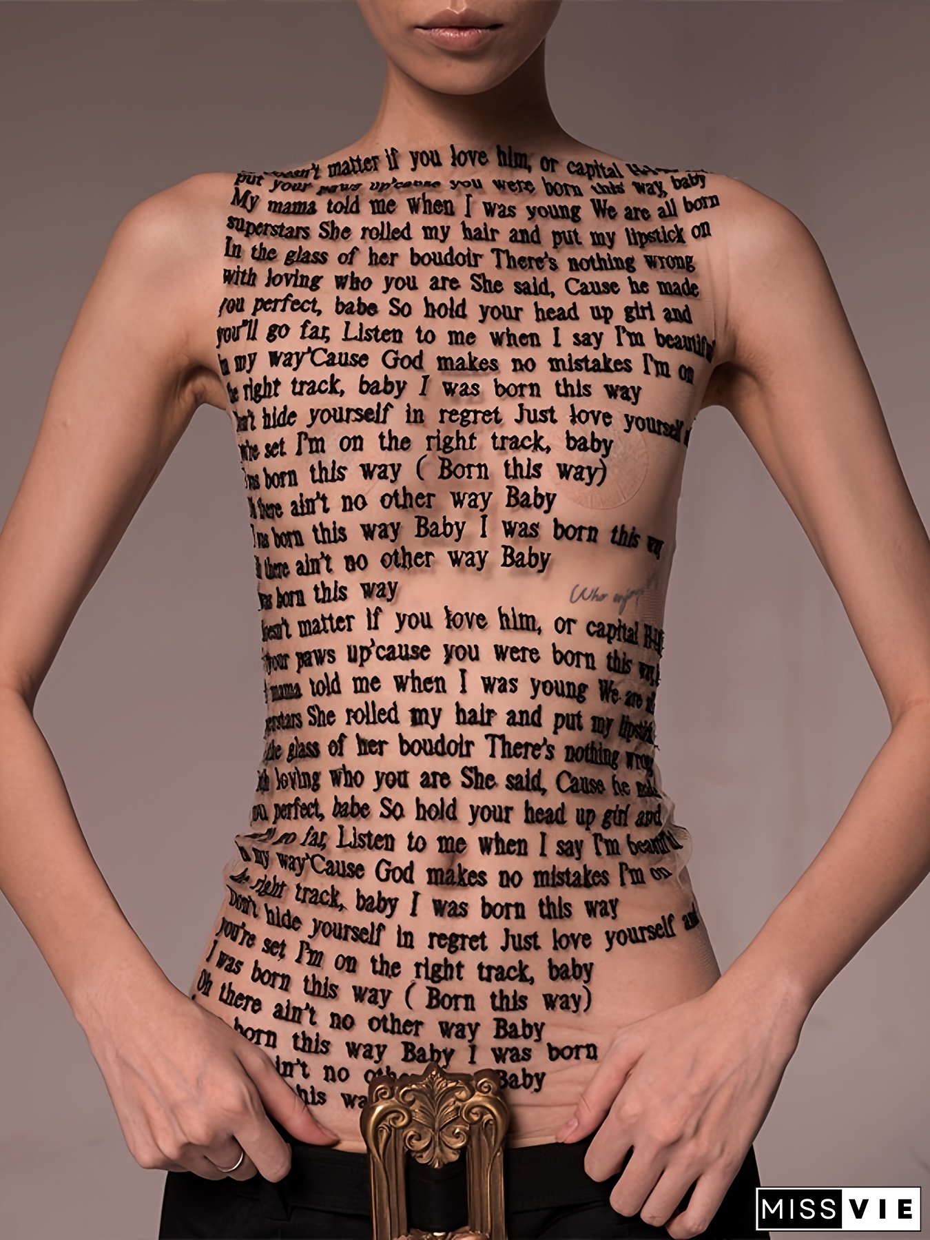 Women's Letter Print Sleeveless Long Sleeve Vest Sexy Slim Spice Street Style Fashion Top