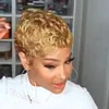 Best Design Afro Short Curly Hair Gold Wig