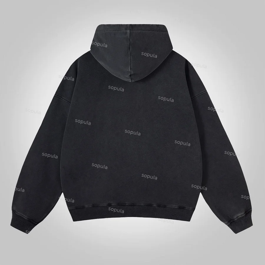 Sopula Vintage Holy Spirit Graphic Washed Zip-Up Hoodie