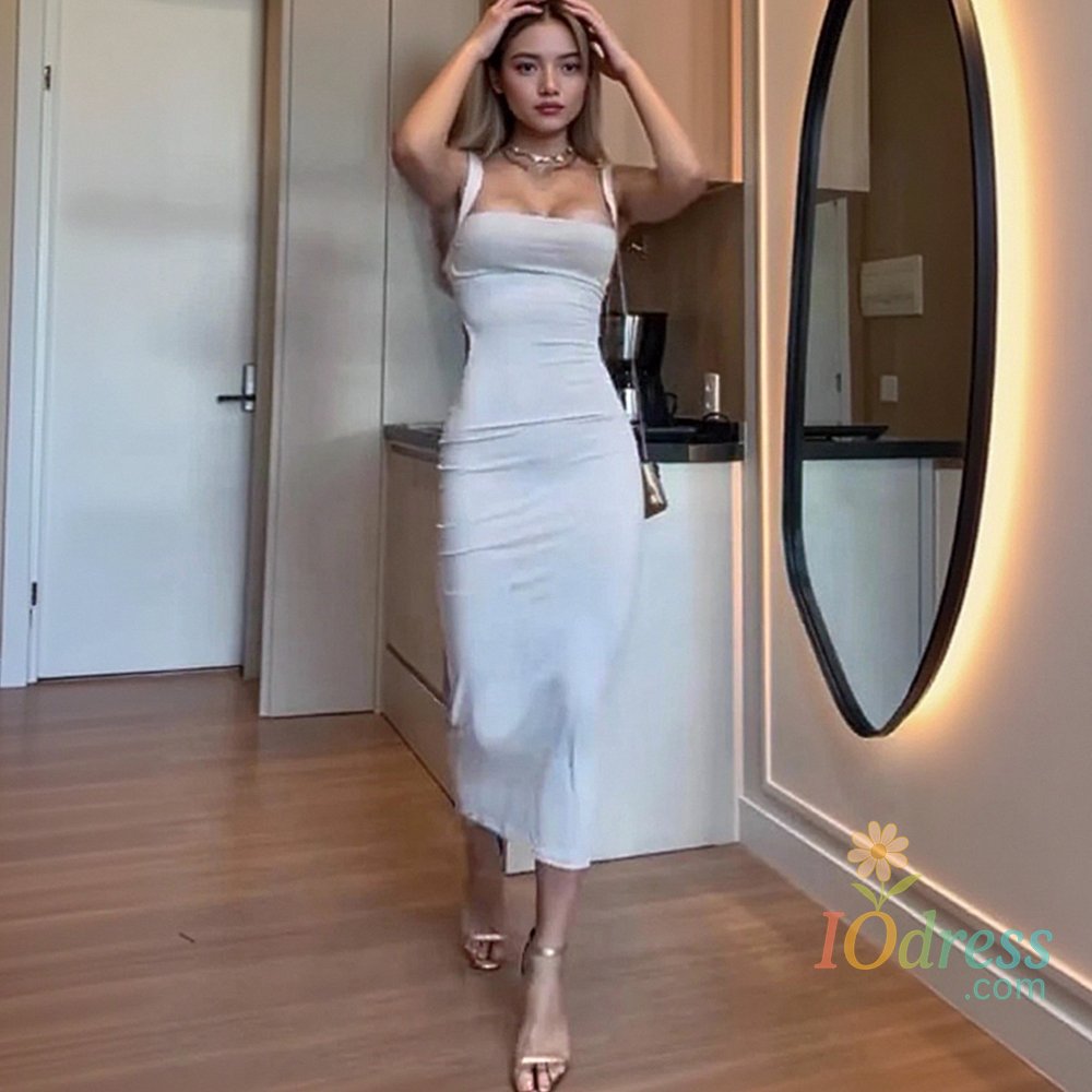 IO Dress Wefads Female Elegant Bodycon Mini Dresses Party Long Cami Dress Women Spaghetti Strap Dress Slim Square Neck 2025 New IO Dress