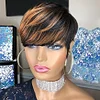 Glueless Black Gold Short Straight Bob Pixe Cut Hair