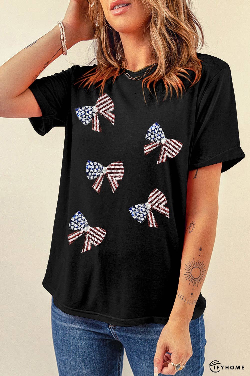 US Flag Round Neck Short Sleeve T-Shirt | IFYHOME