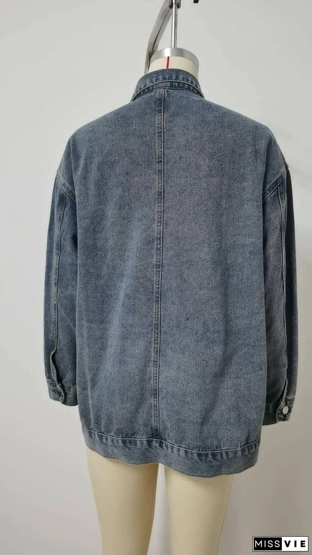 Plain Washed Denim Big Pockets Oversize Jacket MN22