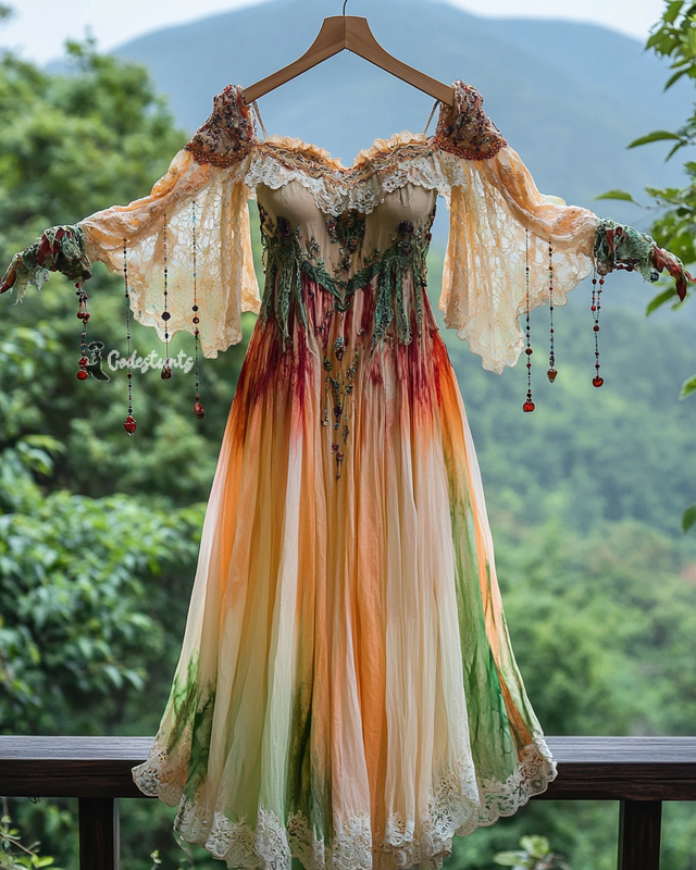 Summer Holiday Ruffle Lace Contrast Dress c84b