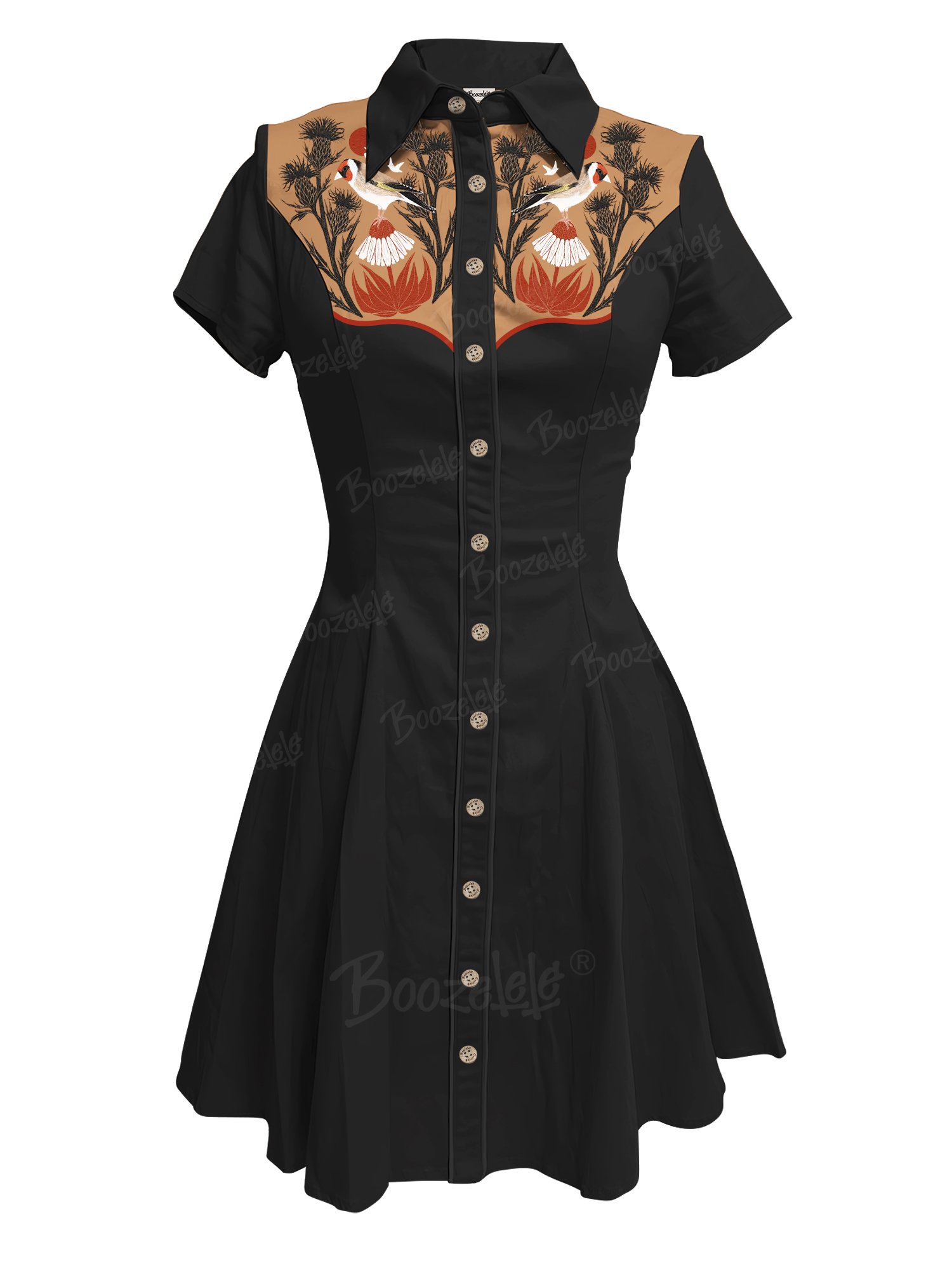 White Bird Red Sun Grass - 100% Cotton Dress