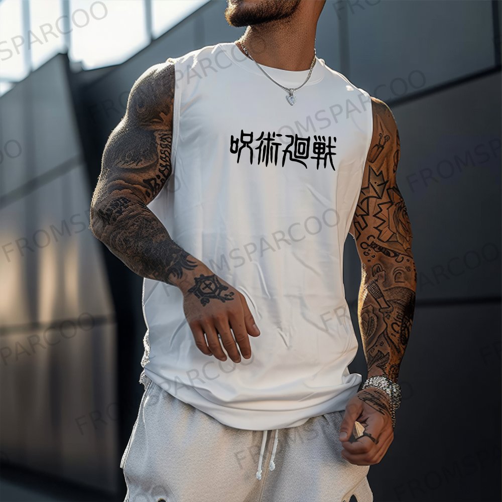 Casual anime print fitness tank top