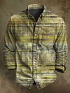 Vintage Aged Stripe Print Casual Long Sleeve Shirt