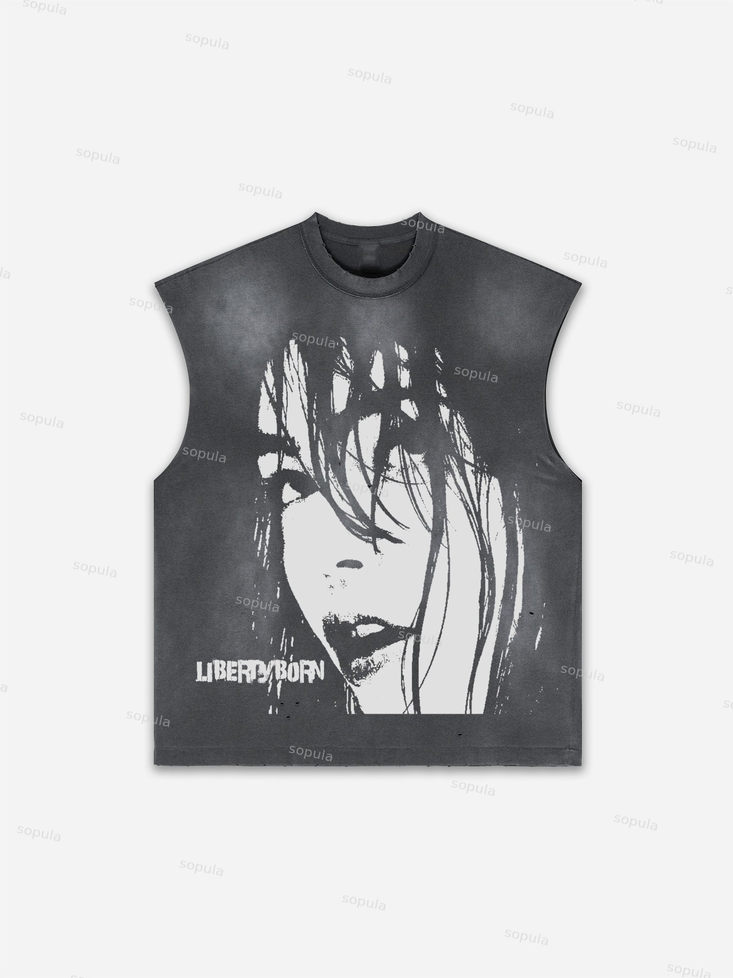 Sopula Men's Libertyborn Comic Portrait Graphic Distressed Tank Tops Sleeveless Shirts