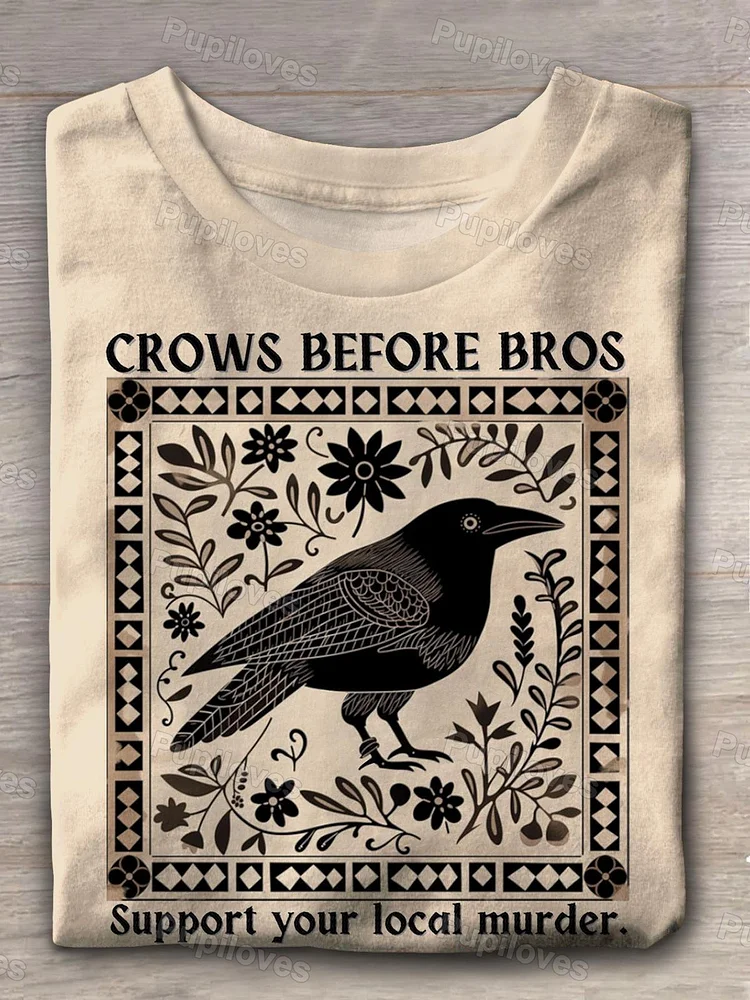 Pupiloves Pupiloves Crows Before Bros Crew Neck T-shirt