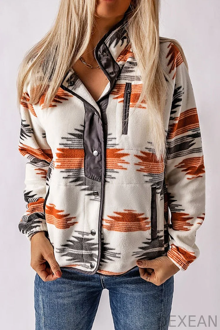 Vintage Western Print Casual Jacket