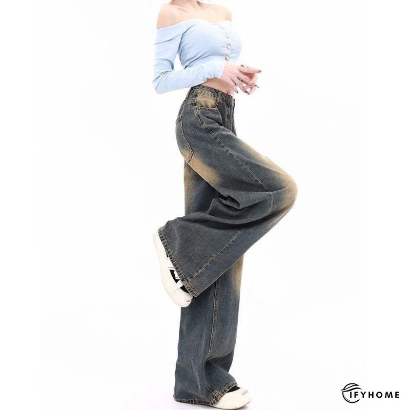 Vintage High Waisted Wide Leg Distressed Denim Jeans | IFYHOME