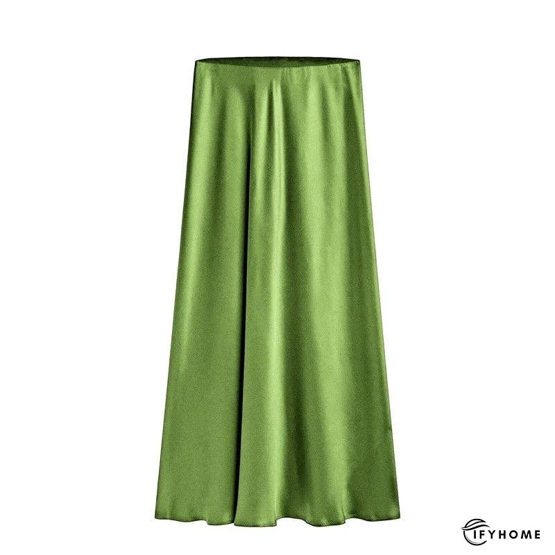 Elegant High-Waisted Satin Midi Skirt | IFYHOME