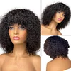 Light Brown/Black Color Brazilian Remy Curly Hair Wig With Bangs Glueless Wigs