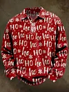 Abstract Christmas Letter Snowflake Print Casual Long-Sleeve Shirt