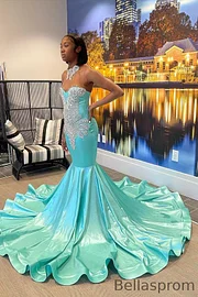 mermaid mint green prom dresses Two Piece Mint Green Prom Dress,Mermaid Lace Evening Dress,Evening Dress with Long Sleeves PD00060, US6 / Red main image 0