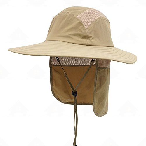 Home Prefer Mens UPF 50+ Sun Protection Cap Wide Brim Fishing Hat with Neck Flap Sun Hat for Men Women