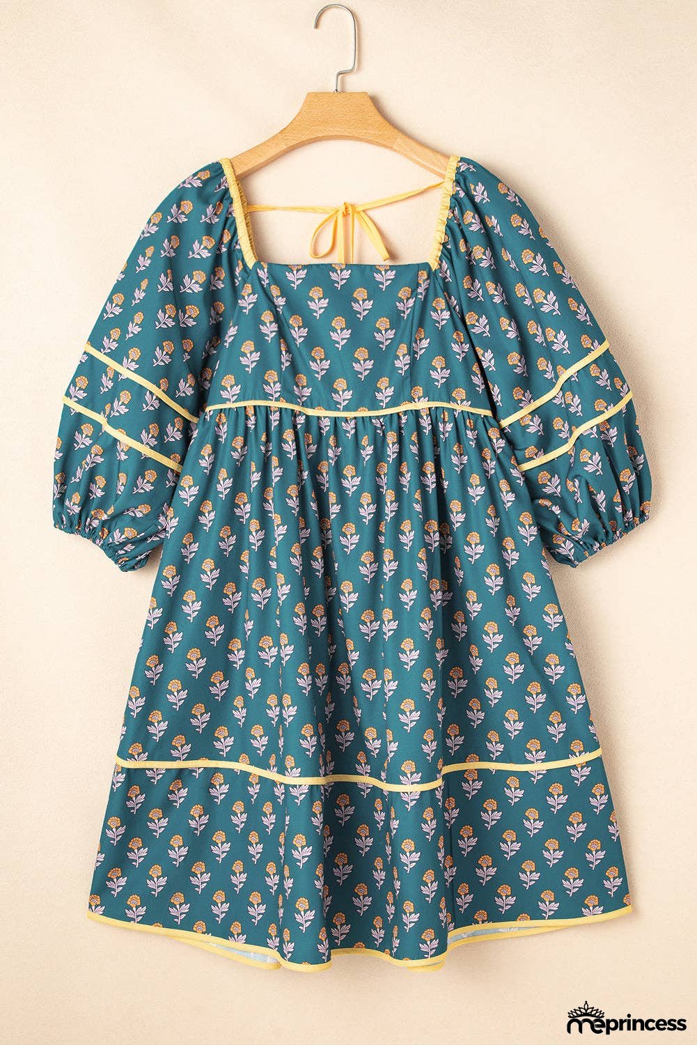 Floral Square Neck Puff Sleeve Spring Dress