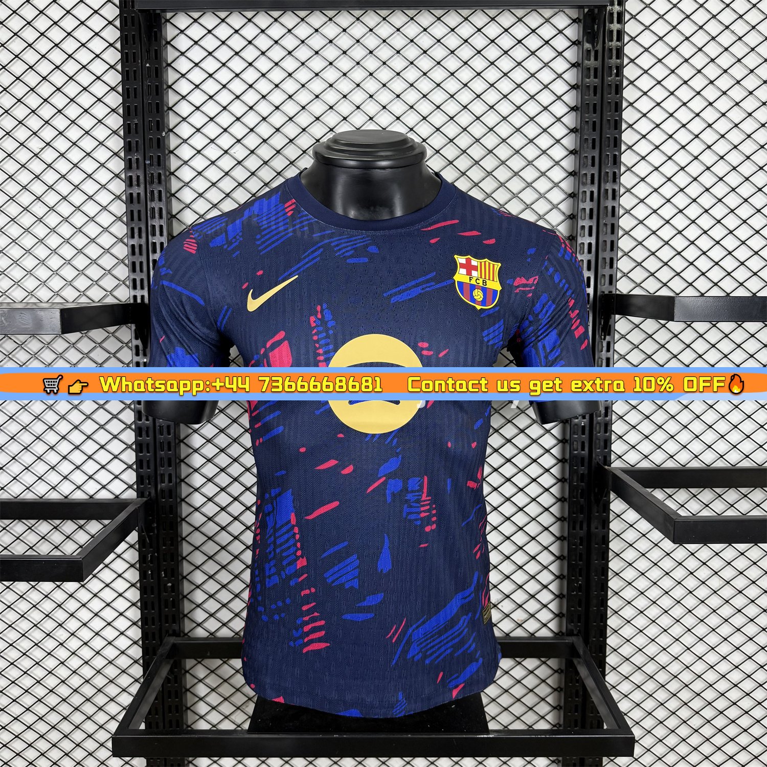 B.A.R.S.A 25-26 Red and Blue Graffiti Deep Blue Jersey - Player Version